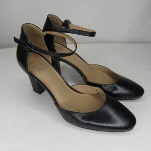 Naturalizer Black GIANNA Leather Ankle Strap Pump Women's 9.5